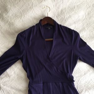 Deep Purple Stretch Cotton Wrap Dress